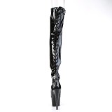 Patent 18 cm ADORE-3017 high heeled thigh high boots open toe with lace up