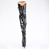 Patent 18 cm ADORE-3022 Black overknee boots with laces