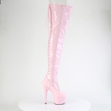 Patent 18 cm ADORE-3850 Rosa overknee boots with laces