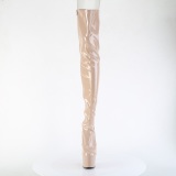 Patent 18 cm ADORE-3850 beige overknee boots with laces