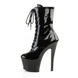 Patent 18 cm SKY-1020 Black lace up high heels ankle boots
