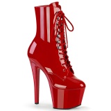 Patent 18 cm SKY-1020 Red lace up high heels ankle boots