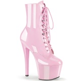 Patent 18 cm SKY-1020 Rosa lace up high heels ankle boots