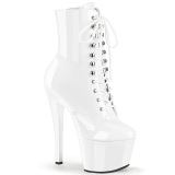 Patent 18 cm SKY-1020 White lace up high heels ankle boots