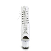 Patent 18 cm SPECTATOR-1021 Exotic platform peep toe ankle boots white