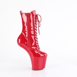 Patent 20 cm CRAZE-1040 Heelless platform pony ankle boots red