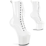 Patent 20 cm CRAZE-1040 Heelless platform pony ankle boots white
