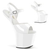 Patent 20 cm CRAZE-809 Heelless platform pony high heels shoes white