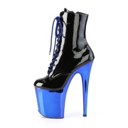 Patent 20 cm FLAMINGO-1020 Blue Chrome Platform Ankle Calf Boots