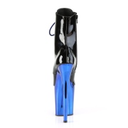 Patent 20 cm FLAMINGO-1020 Blue Chrome Platform Ankle Calf Boots
