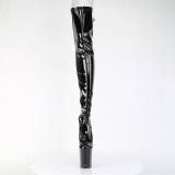 Patent 20 cm FLAMINGO-3850 Black overknee boots with laces