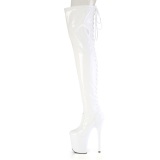 Patent 20 cm FLAMINGO-3850 White overknee boots with laces