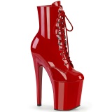 Patent 20 cm XTREME-1020 Red lace up high heels ankle boots