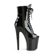 Patent 20 cm XTREME-1021 Black ankle boots high heels
