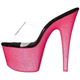 Pink 18 cm ADORE-701UVG neon plateau mules damer med hæl