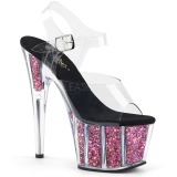 Pink 18 cm ADORE-708CG glitter plateau high heels sko
