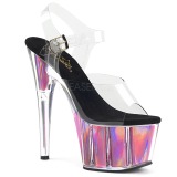 Pink 18 cm ADORE-708HGI Hologram plateau high heels sko