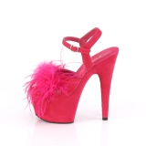Pink 18 cm ADORE-709F pole dance højhælede sandaler med fjer