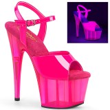 Pink 18 cm ADORE-709UVT Neon Acrylic Platform High Heeled Sandal