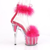 Pink 18 cm ADORE-724F pole dance hjhlede sandaler med fjer