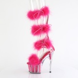 Pink 18 cm ADORE-728F pole dance h�jh�lede sandaler med fjer