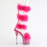 Pink 18 cm ADORE-728F pole dance hjhlede sandaler med fjer