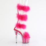 Pink 18 cm ADORE-728F pole dance h�jh�lede sandaler med fjer