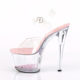 Pink 18 cm SKY-308WHG glitter plateau high heels sko