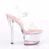 Pink 18 cm SKY-308WHG glitter plateau high heels sko