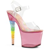 Pink 18 cm UNICORN-708T Akryl plateau high heels sko