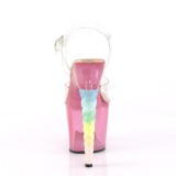 Pink 18 cm UNICORN-708T Akryl plateau high heels sko