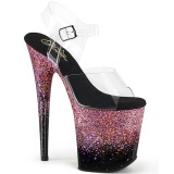 Pink 20 cm FLAMINGO glitter plateau high heels sko