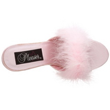 Pink 8 cm AMOUR-03 Marabou fjer Høje Slip in sko