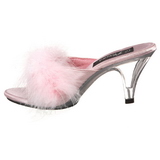 Pink 8 cm BELLE-301F Marabou fjer Hje Slip in sko