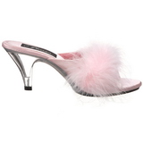 Pink 8 cm BELLE-301F Marabou fjer Hje Slip in sko