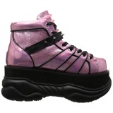 Pink Kunstl�der 7,5 cm NEPTUNE-100 Plateau Gothic Sko til M�nd