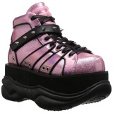 Pink Kunstl�der 7,5 cm NEPTUNE-100 Plateau Gothic Sko til M�nd