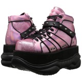 Pink Kunstl�der 7,5 cm NEPTUNE-100 Plateau Gothic Sko til M�nd