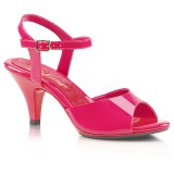 Pink Lak 8 cm BELLE-309 lave højhælede sko med lav hæl