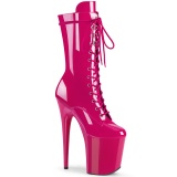 Pink Laklæder 20 cm FLA-1050 ekstremt højhælede ankelstøvler - høje plateaustøvler