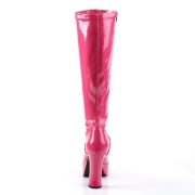 Pink plateaustvler laklder patent 10 cm - 70 erne hippie disco plateauboots knhje