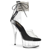 Plexiglas rhinestone 15 cm DELIGHT-624RS pleaser high heels with ankle cuff