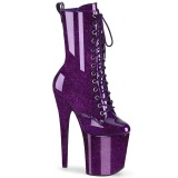 Purple glitter 20 cm high heels ankle boots platform