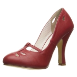 Red 10 cm SMITTEN-20 Pinup Pumps Shoes with Low Heels