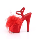 Red 18 cm ADORE-709F exotic pole dance high heel sandals with feathers