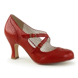 Red 7,5 cm retro vintage FLAPPER-35 Pinup Pumps Shoes with Low Heels