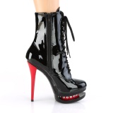 Red Black 15,5 cm BLONDIE-R-1020 lace up platform ankle boots in patent