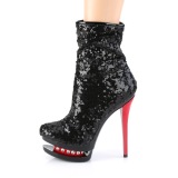 Red Black Sequins 15,5 cm BLONDIE-R-1009 pleaser ankle boots with platform