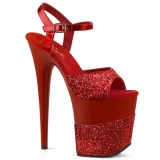 Red Glitter 20 cm Pleaser FLAMINGO-809-2G High Heels Platform