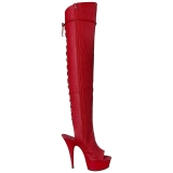 Red Leatherette 15 cm DELIGHT-3019 Platform Thigh High Boots